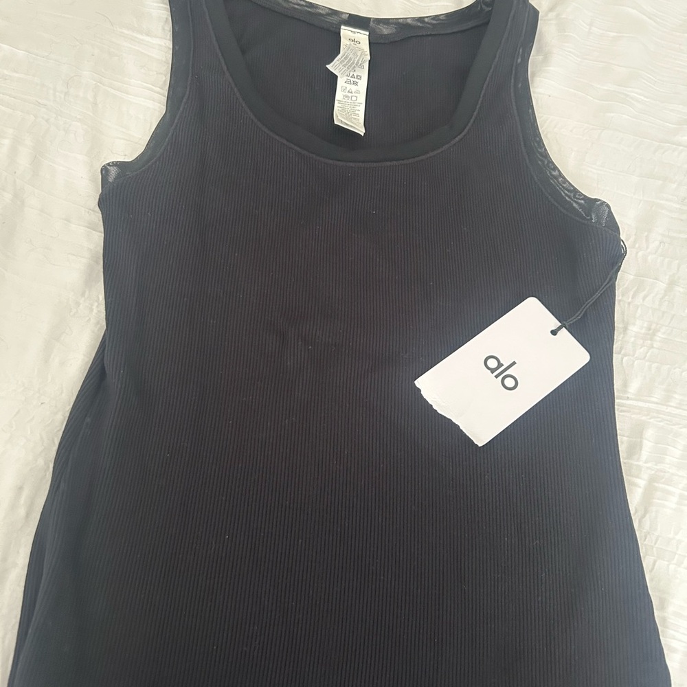 ALO Yoga Classic Black Ribbed Tank Top